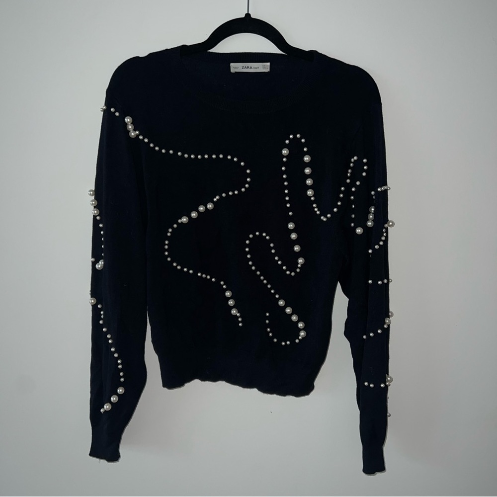 Zara knit pearls sweater great condition size S
